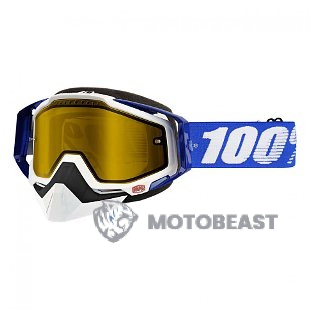 100% RACECRAFT SNOW BLUE MIRROR YELLOW