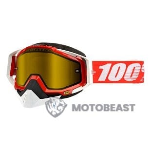 100% RACECRAFT SNOW RED MIRROR YELLOW