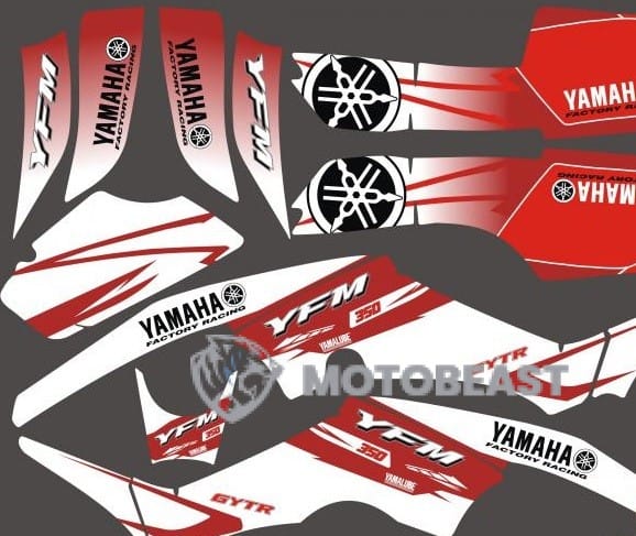 Yamaha Raptor 350 raudonos grafikos