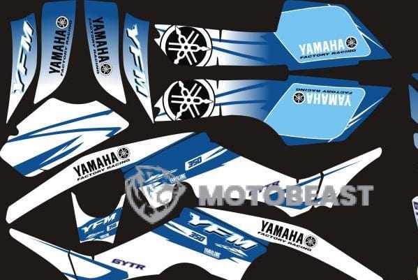 Yamaha Raptor 350 mėlynos grafikos