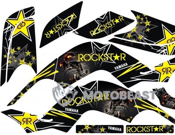 Yamaha Raptor 660 Rockstar juodos grafikos