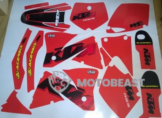 KTM EXC450 1998-2003 Raudonos grafikos