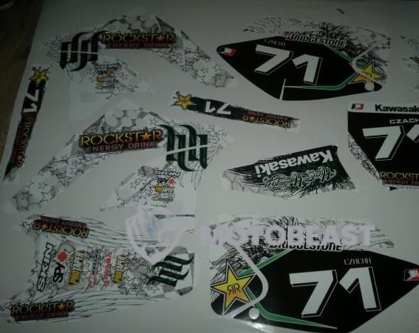 Kawasaki KX250F 2006-2008m. Rockstar baltos-žalios grafikos