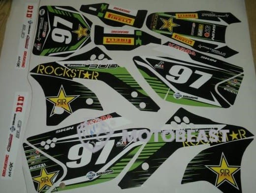 Kawasaki KX250F 2006-2008m. Rockstar žalios-juodos grafikos