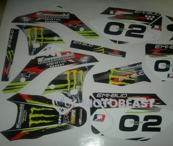 Kawasaki KX250F 2006-2007 Monster Energy žalios-juodos-sidabrinės grafikos