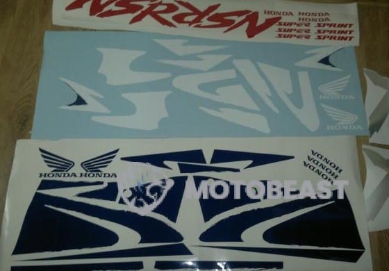 Honda NSR125 baltos-mėlynos grafikos