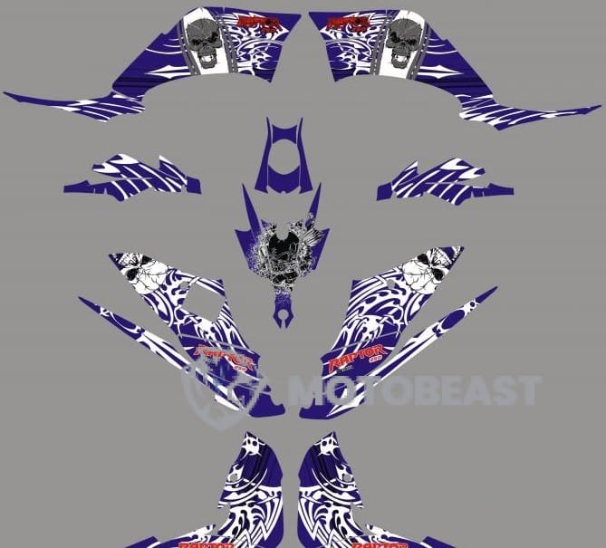 Yamaha Raptor 250 mėlynos grafikos