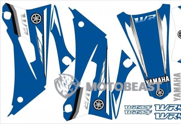 Yamaha WR450 2008m. originalios mėlynos grafikos