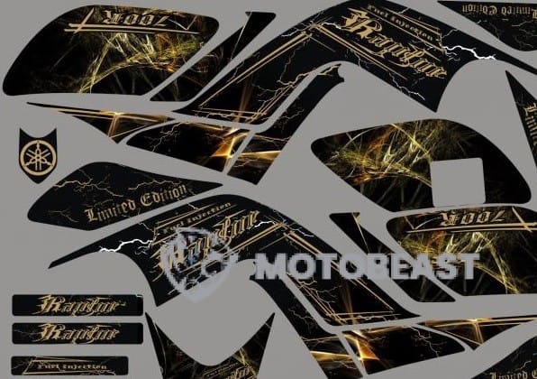Yamaha Raptor 700 Limited Edition juodos grafikos