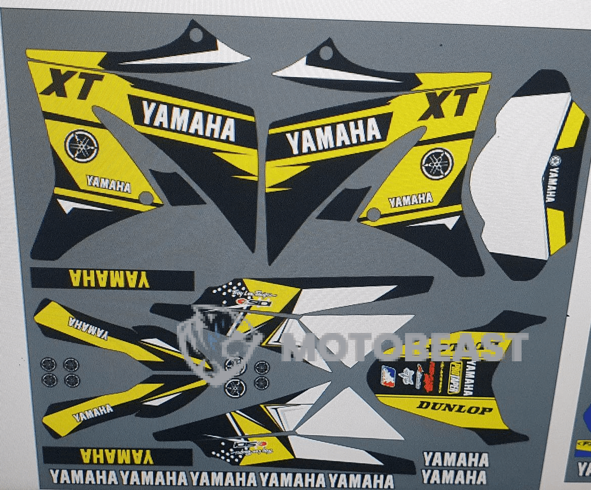 Yamaha XT125 originalios geltonos grafikos
