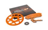 Grandinės komplektas 14x53 - 420 Stage6 aliuminio CNC oranžinis Peugeot / Rieju