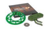 Grandinės komplektas 13x53 - 420 Stage6 aliuminio CNC žalia Derbi DRD Pro