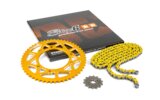 Grandinės komplektas 13x53 - 420 Stage6 aliuminio CNC geltonas Derbi DRD Pro