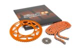 Grandinės komplektas 13x53 - 420 Stage6 aliuminio CNC oranžinis Derbi Senda X-treme