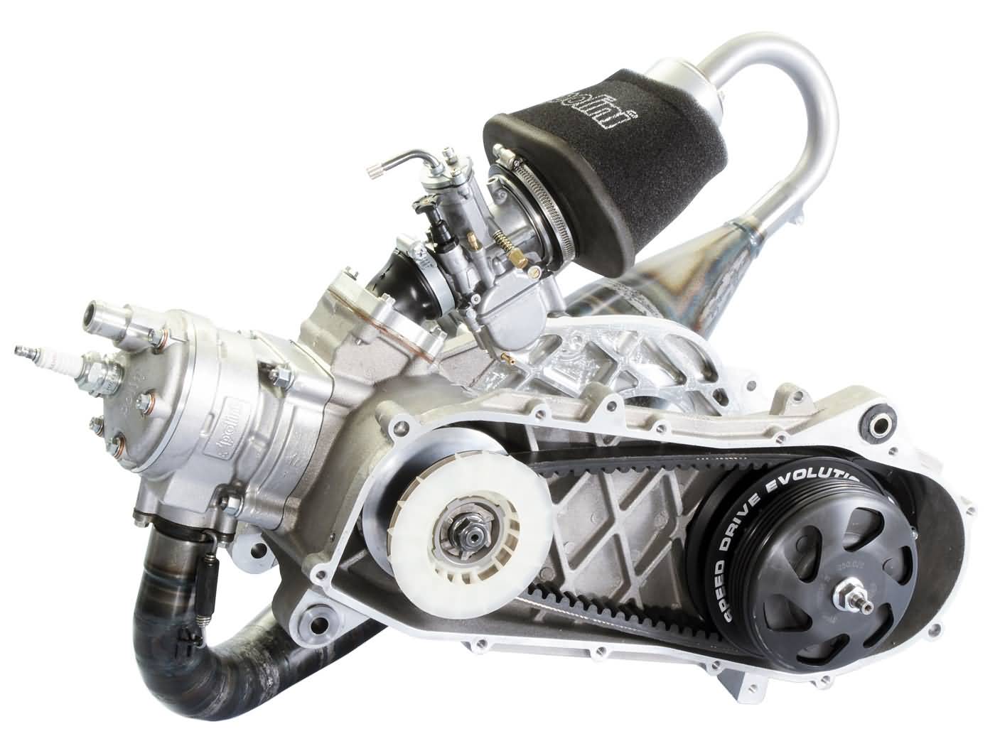 lenktyninis variklis Polini Evolution P.R.E. 70cc 47,6mm Piaggio Zip SP, Zip 2 SP su būgniniais stabdžiais
