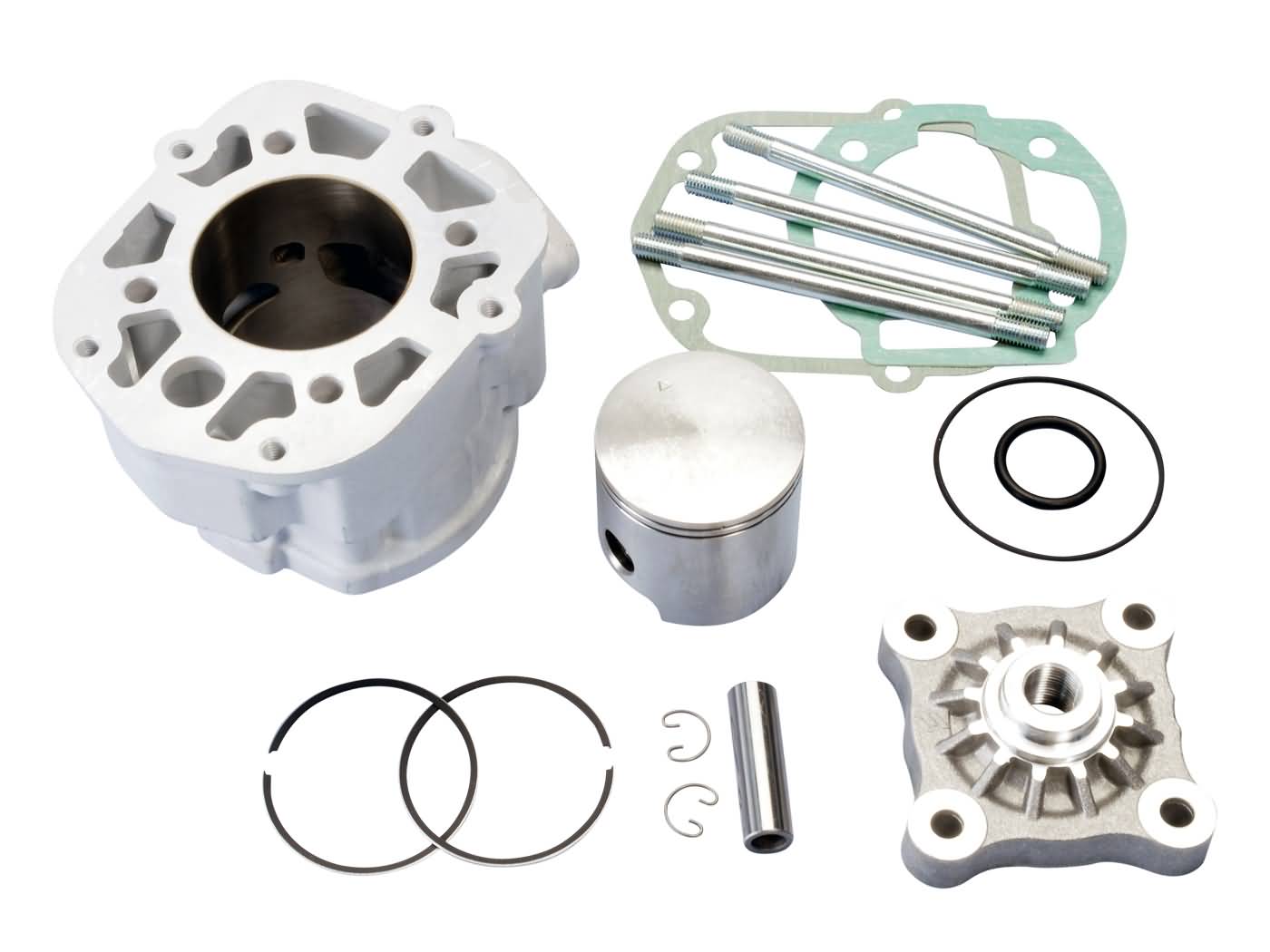 Cilindro komplektas Polini aliuminio lenktyninis 80cc 50mm Piaggio / Derbi varikliui D50B0