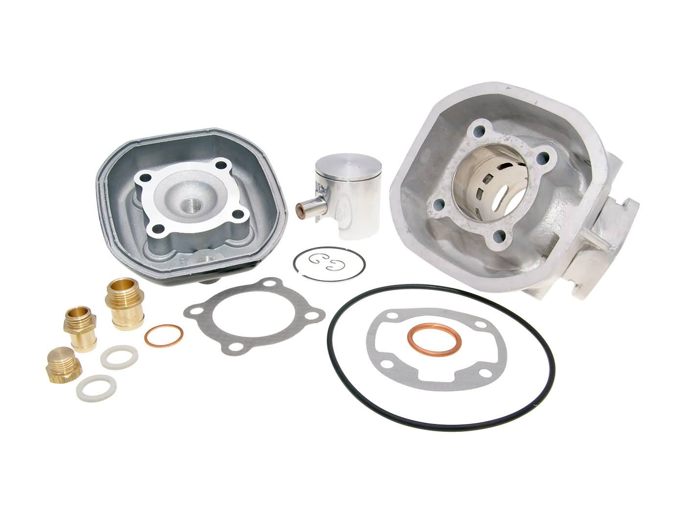 Cilindro komplektas Polini aliuminis sport 65cc 46mm, skirtas Peugeot 103 XPLC, klipas LC, RCX LC 50 2T