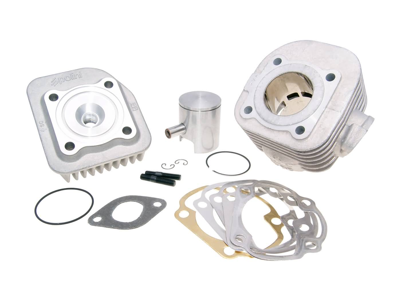 Cilindro komplektas Polini aliuminio racing Evolution 50cc 10mm Stūmoklio pirštas Minarelli Horizontal AC
