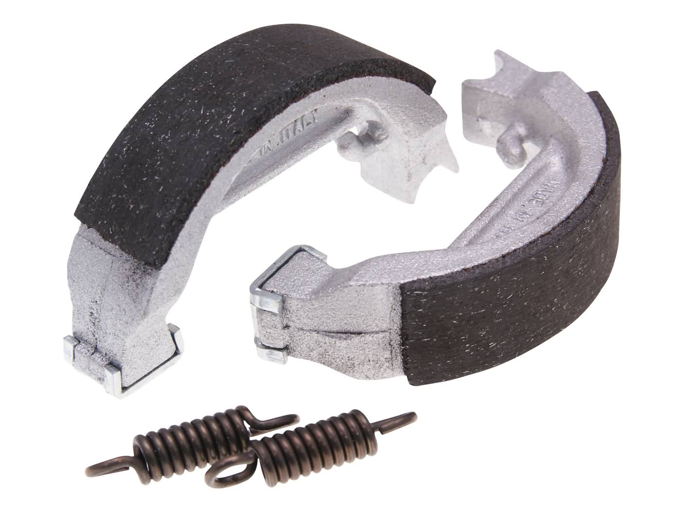 Būgninių stabdžių kaladėlių komplektas Polini 80x18mm su spyruoklėmis būgniniam stabdžiui Honda Camino, Peugeot 103, 104, Puch Maxi (stipininis ratas), MV50X, X30, X50