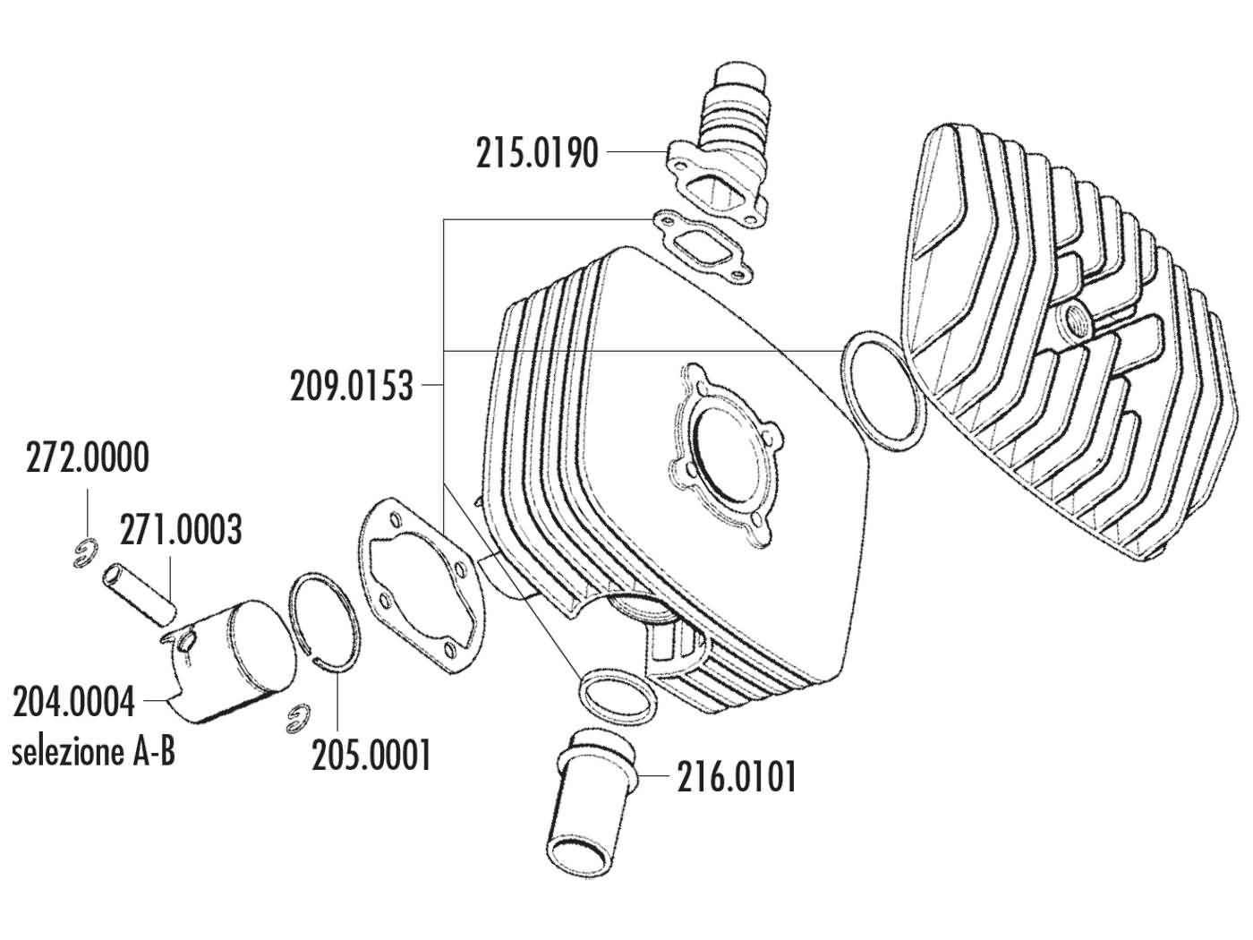 Stūmoklio komplektas Polini series 6000 48mm (C) Sachs mopedams
