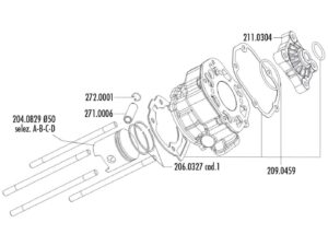 Cilindro tarpinių komplektas Polini racing 80cc Piaggio / Derbi varikliui D50B0