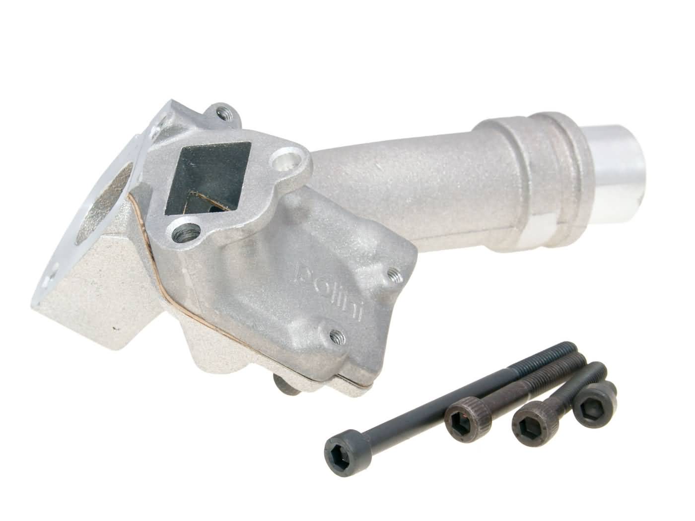 įsiurbimo kolektorius Polini dvigubas įsiurbimo lapeliniai vožtūvai 24/28,5 mm, skirtas Vespa 50 PK, XL, 125 ETS, PK, XL