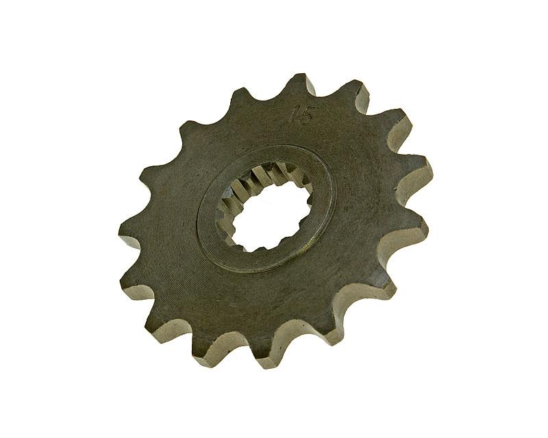 priekinė žvaigždutė 420 – 15 dantų, skirtų Minarelli AM, Generic, KSR-Moto, Keeway, Motobi, Ride, 1E40MA, 1E40MB