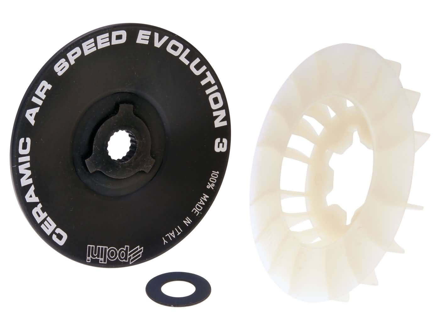 Variatoriaus pirminė lėkštutė Polini Ceramic Air Speed ​​Evolution 3, skirtas Minarelli su 13 mm spygliu, skirtas Yamaha Aerox 50 2T LC 2004-, Aprilia Area 51, Italjet Dragster 50 LC, MBK Booster 50 2004-