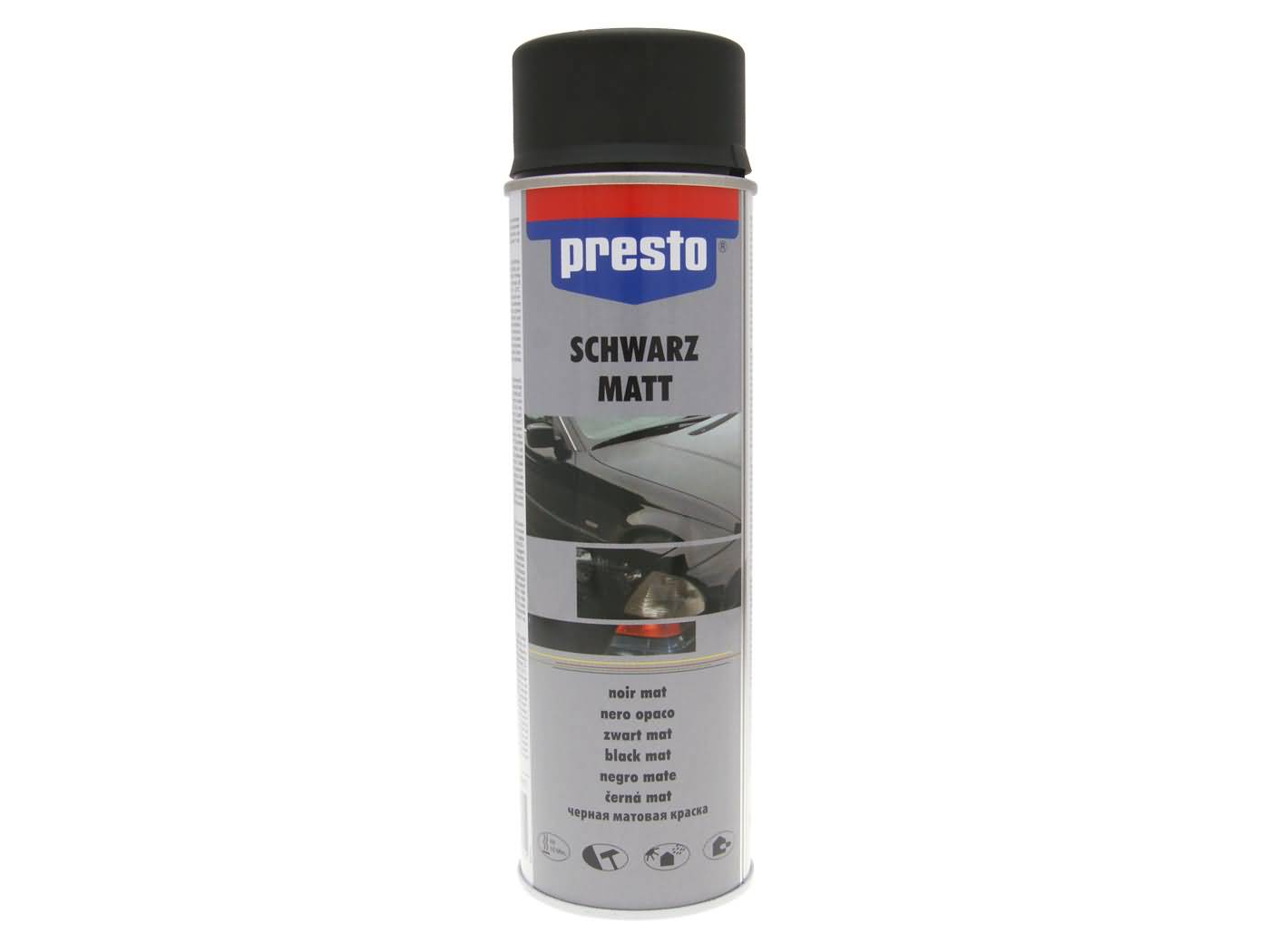 rallye purškiami dažai Presto juodi matiniai 500ml
