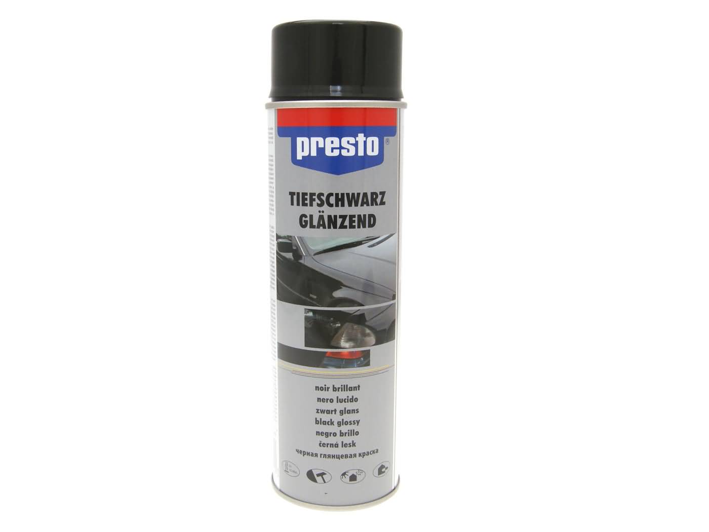 rallye purškiami dažai Presto juodi blizgūs 500ml
