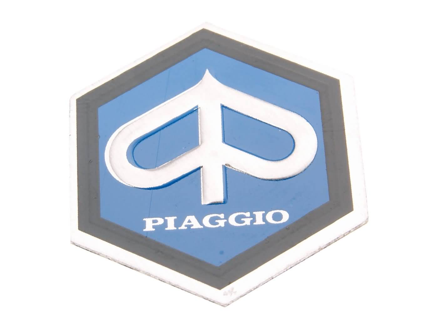 rago dangtelio emblema / ženklelis Piaggio 25x30mm aliuminis, skirtas klijuoti Vespa PX, PE 80, 125, 200