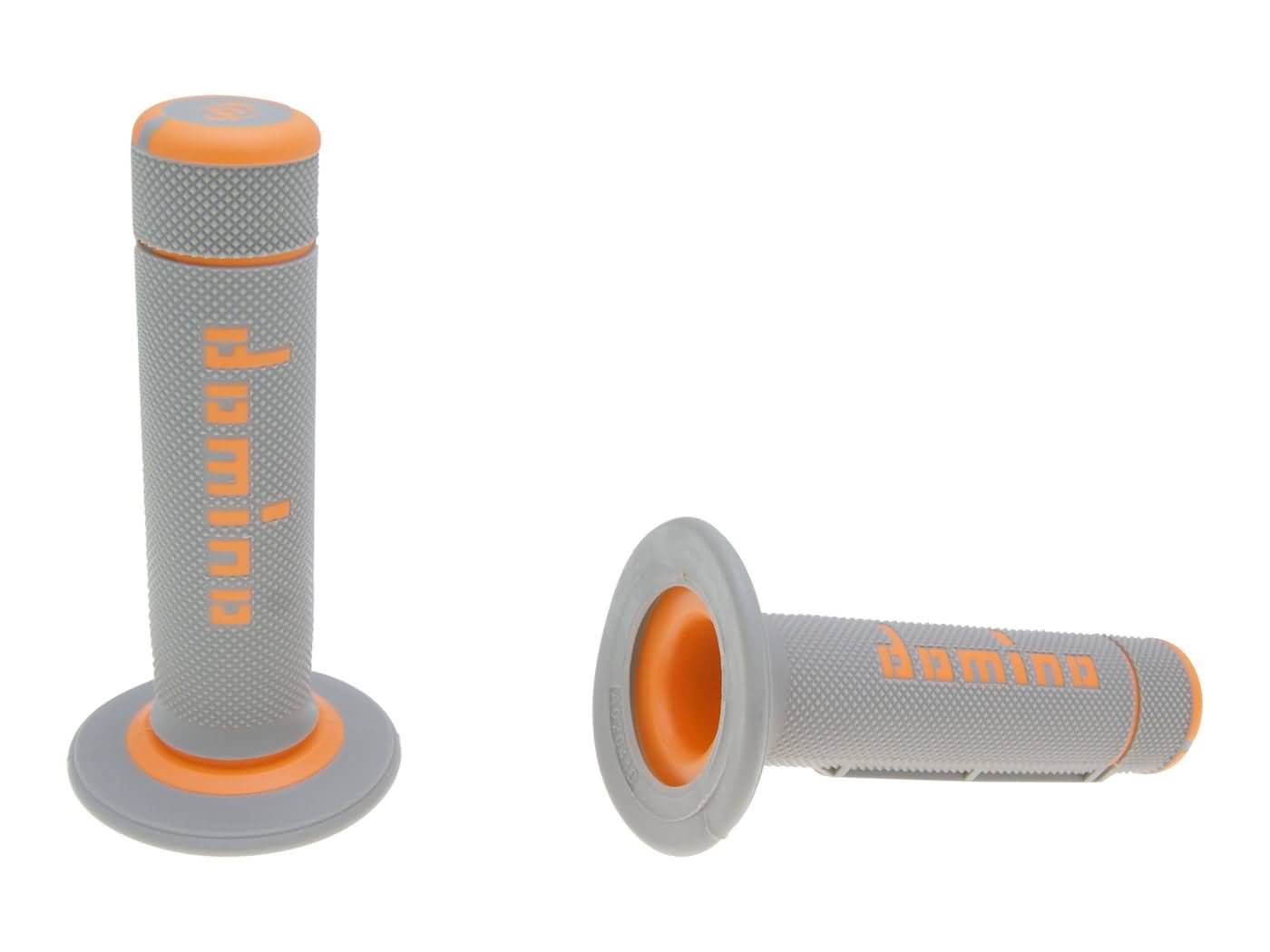 vairo gripsai / guminės rankenos komplektas Domino A020 ​​OFF-ROAD pusiau vaflinis pilkas / oranžinis