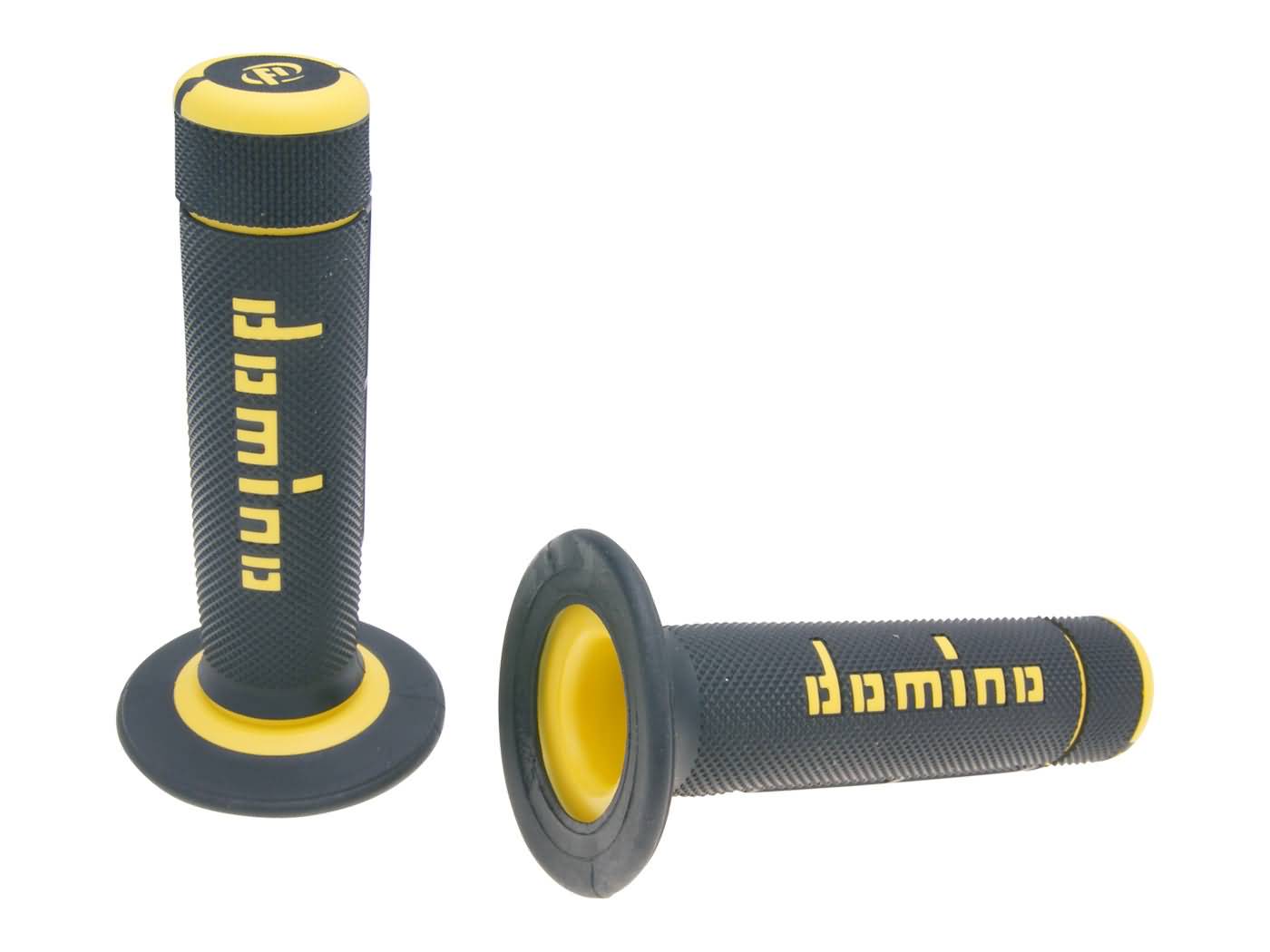 vairo gripsai / guminės rankenos komplektas Domino A020 ​​OFF-ROAD pusvaflinis juodas/geltonas