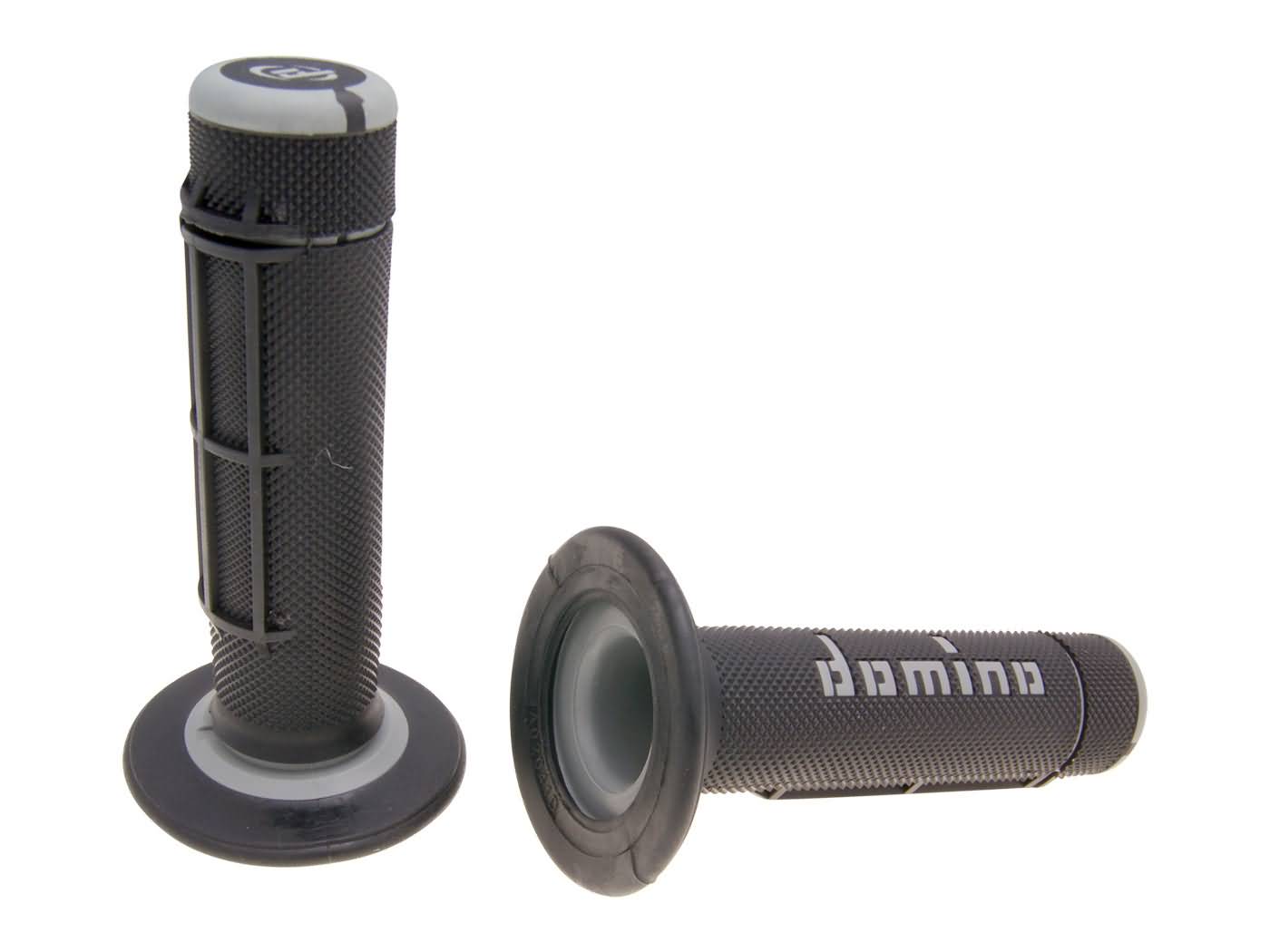 vairo gripsai / guminės rankenos komplektas Domino A020 ​​OFF-ROAD pusvaflinis juodas/pilkas