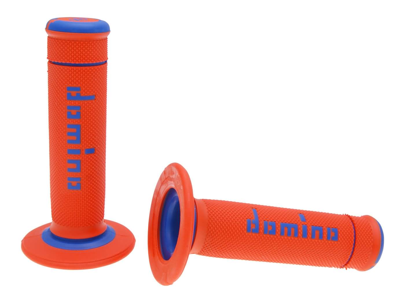 vairo gripsai / guminės rankenos komplektas Domino A190 OFF-ROAD oranžinė/mėlyna