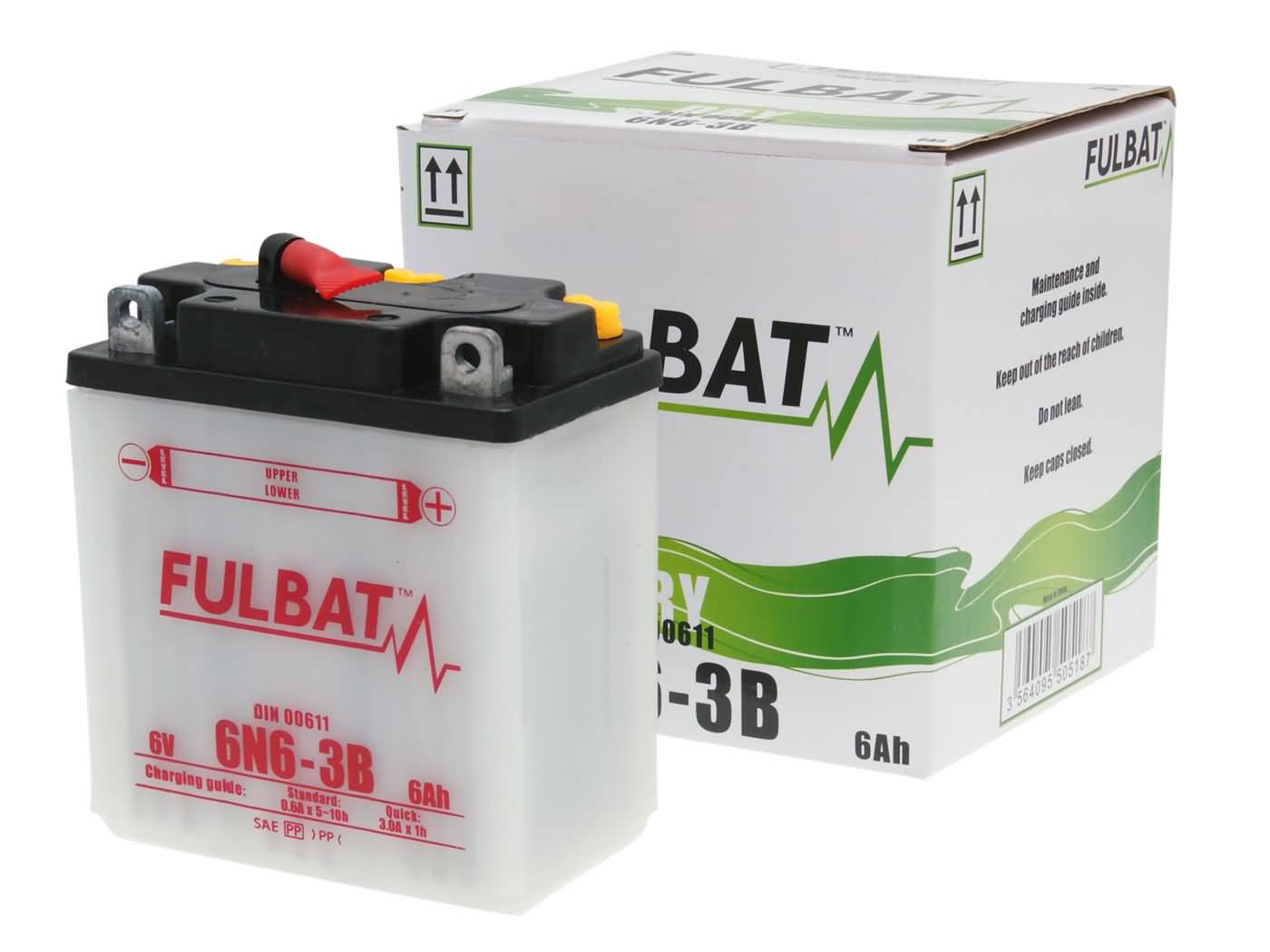baterija Fulbat 6V 6N6-3B DRY įsk. rūgšties pakuotė