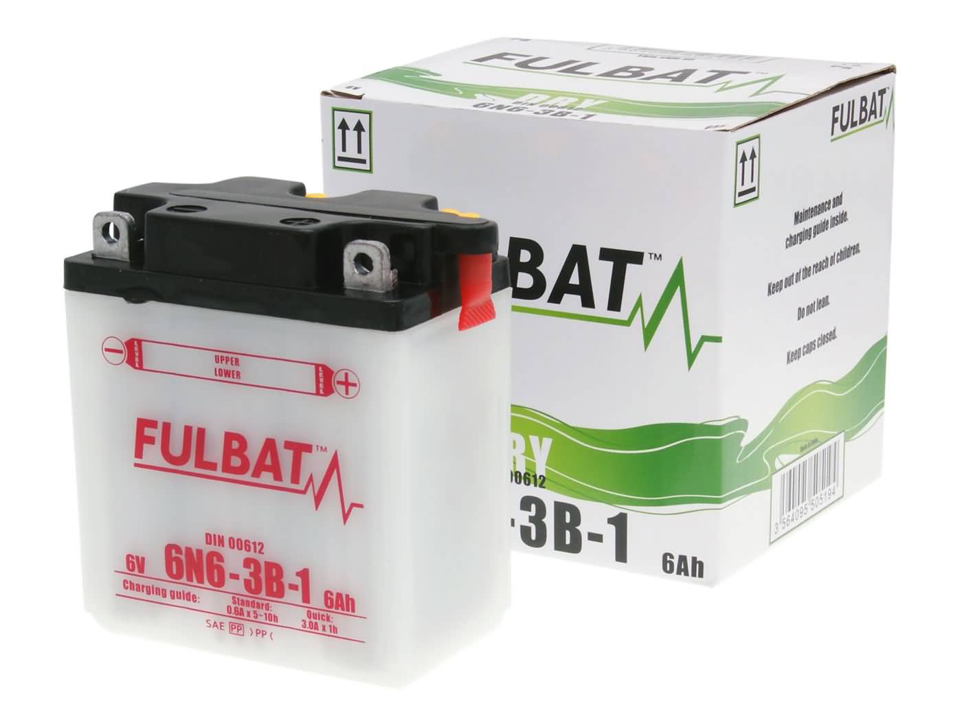 baterija Fulbat 6V 6N6-3B-1 DRY įsk. rūgšties pakuotė