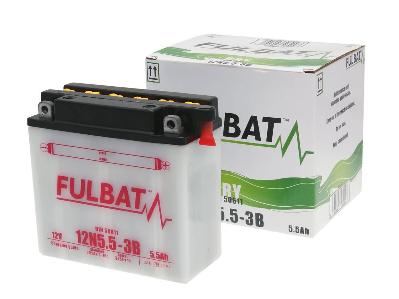 baterija Fulbat 12N5.5-3B DRY įsk. rūgšties pakuotė