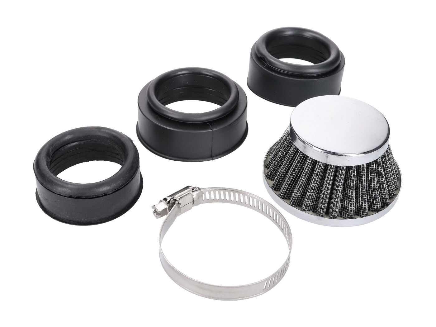 oro filtras Power Shorty 44-54mm karbiuratoriaus jungtis chromas