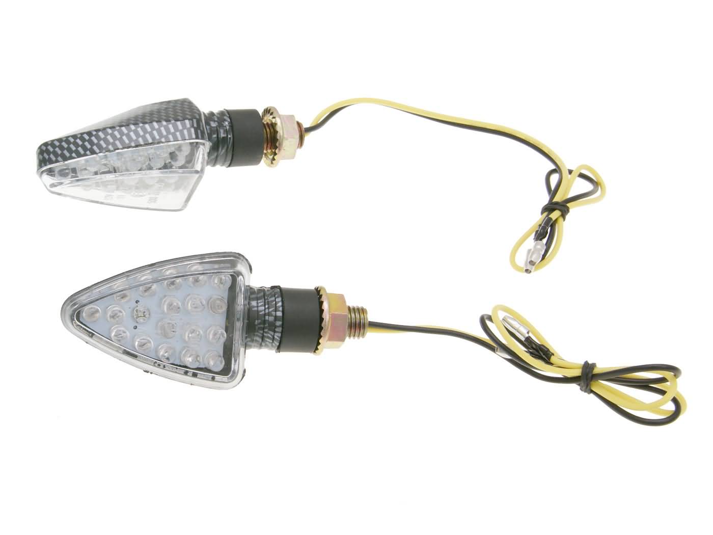 Posūkių komplektas M10 sriegis LED Carbon Look Mini, trumpa versija