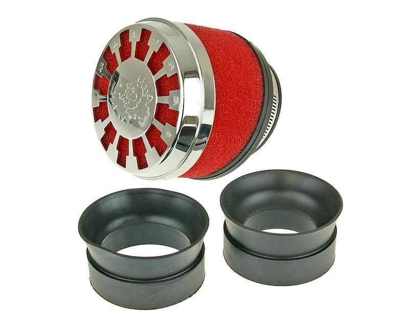 oro filtras Malossi raudonas filtras E13 42 / 58mm 25° karbiuratoriaus jungtis
