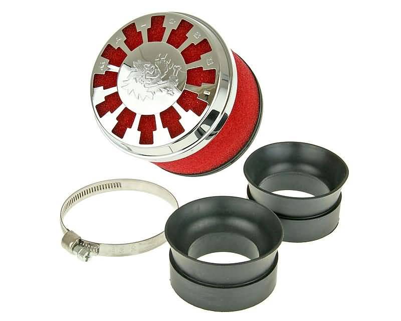 oro filtras Malossi raudonas filtras E13 42 / 58mm tiesi karbiuratoriaus jungtis