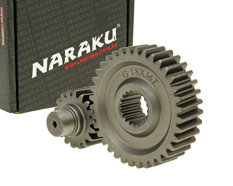 antrinės transmisijos pavarų komplektas Naraku racing 18/36 +35% GY6 125/150cc 152/157QMI