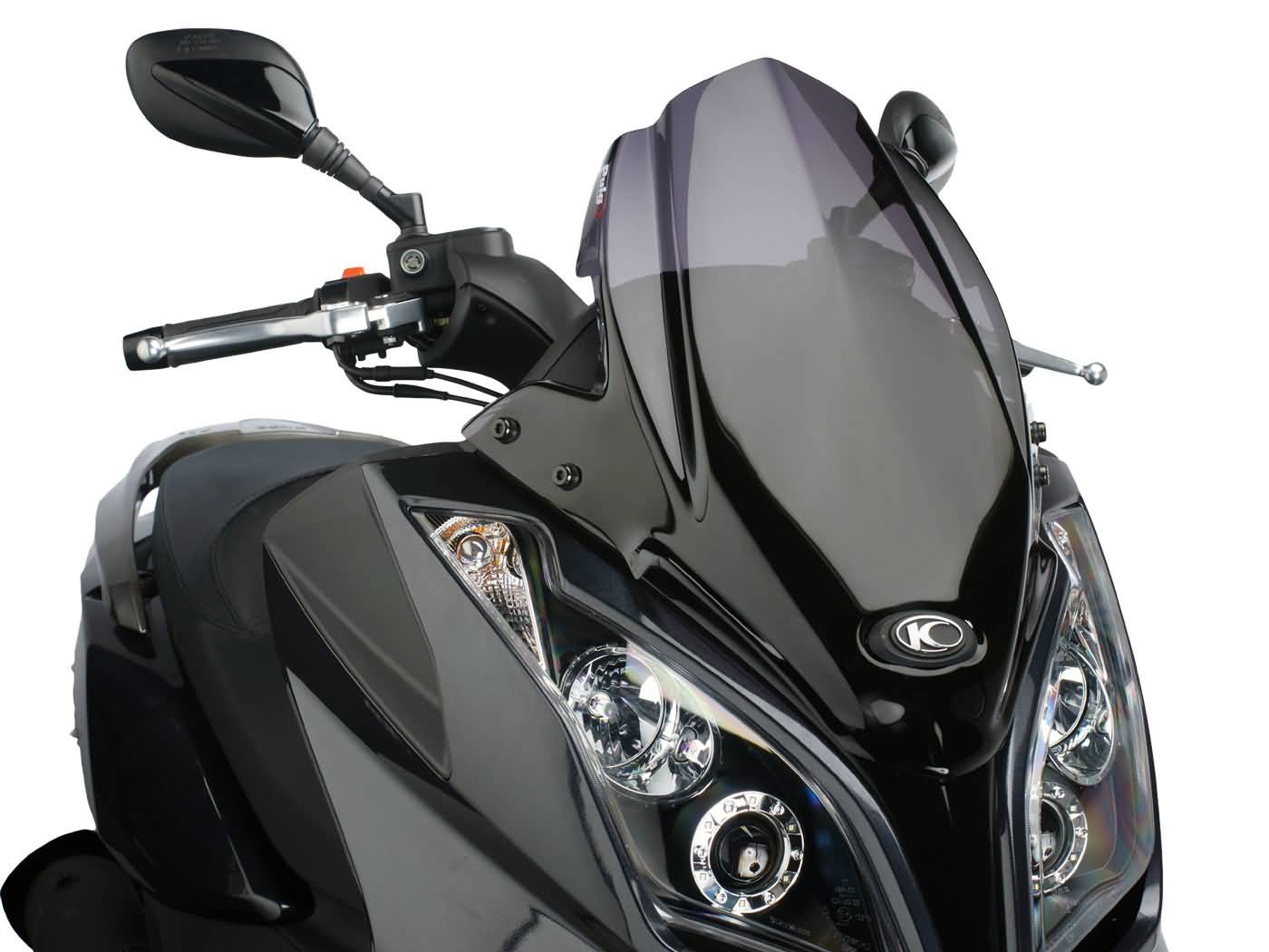 priekinis stiklas Puig V-Tech Sport tamsūs dūmai, skirti Kymco Downtown 125i, 300i ABS 09-14