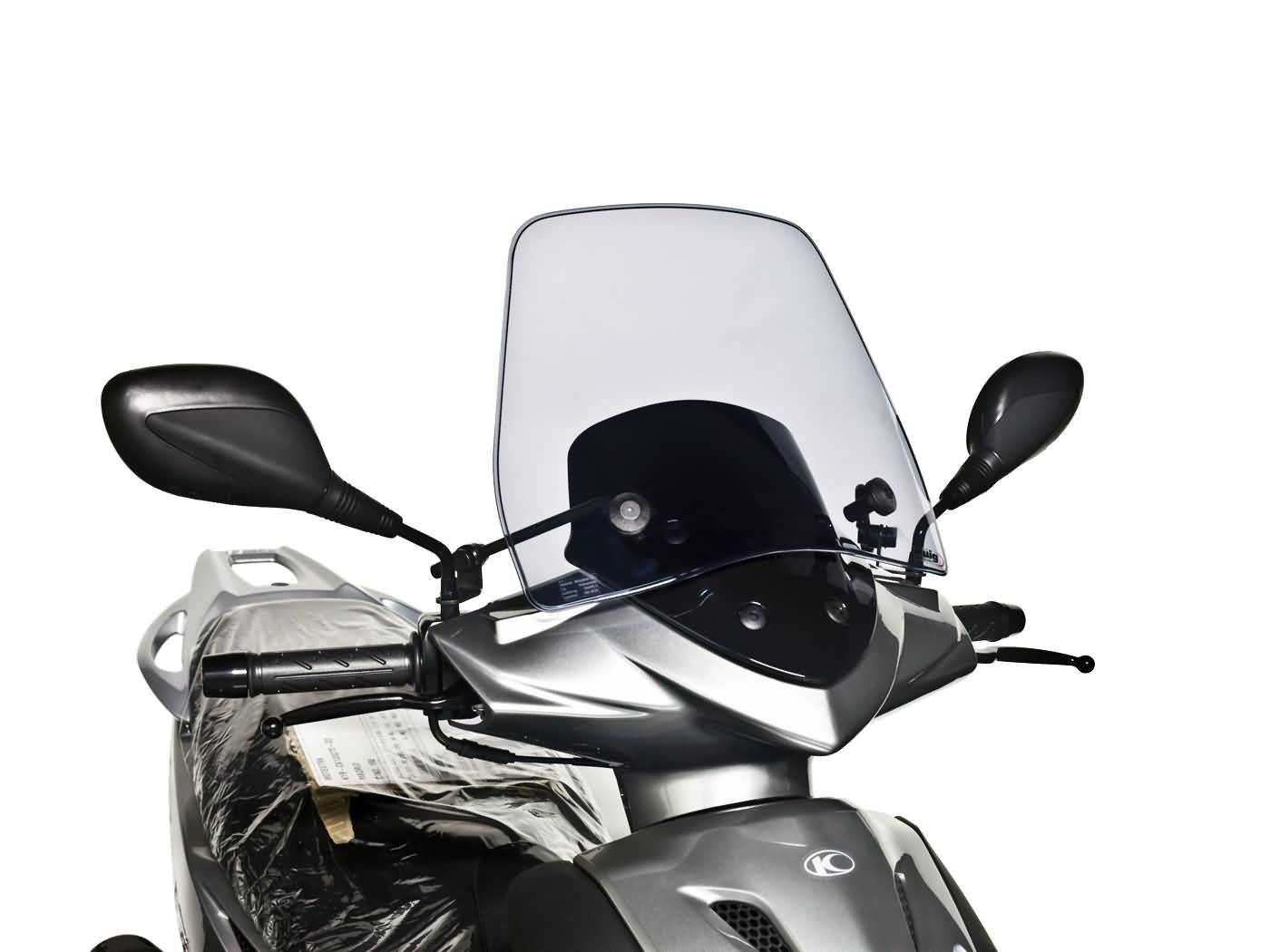 priekinis stiklas Puig Trafic dūmai, skirti Kymco Agility City, RS, DJ S 50, 125 (11-14)