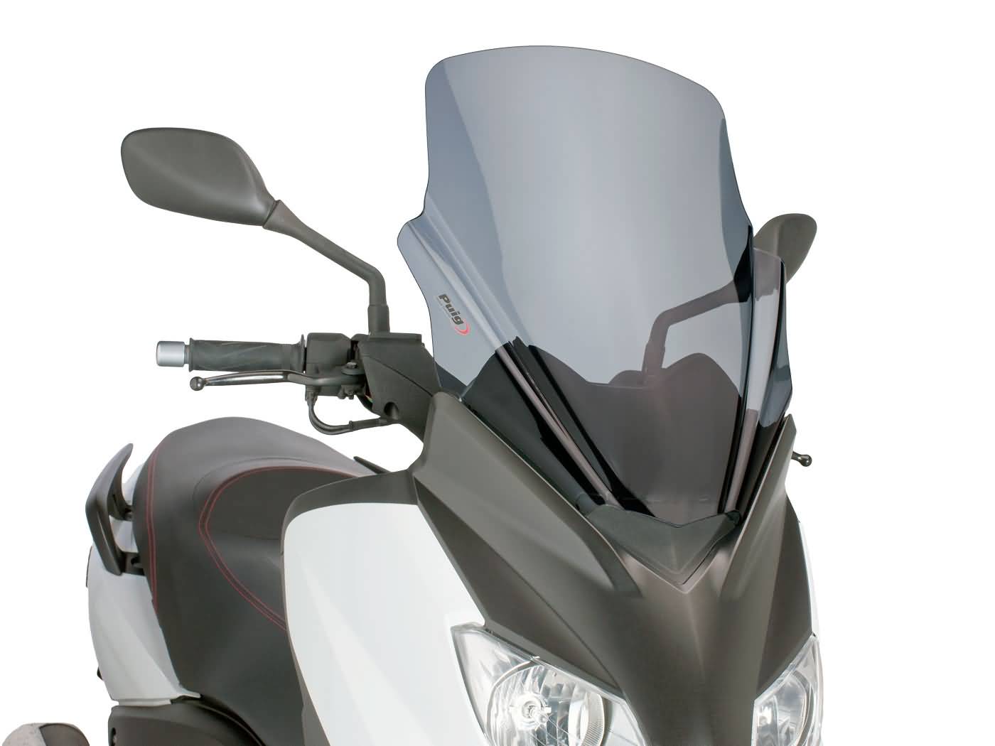 priekinis stiklas Puig V-Tech Line Touring tamsūs dūmai, skirti Yamaha X-Max 125 YP125R 10-14