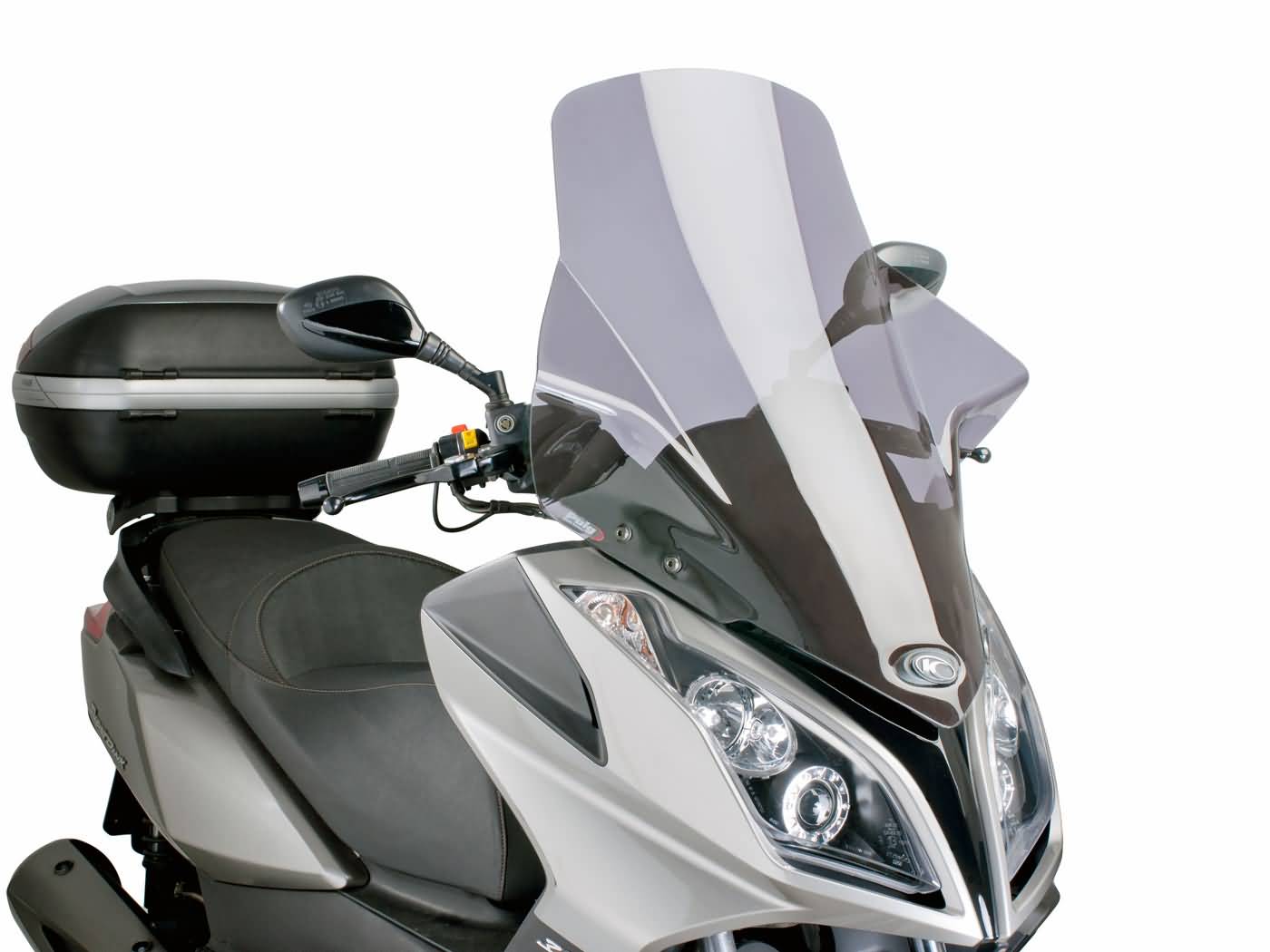 priekinis stiklas Puig V-Tech Line Touring dūmai, skirti Kymco Downtown 125i, 300i ABS 09-14