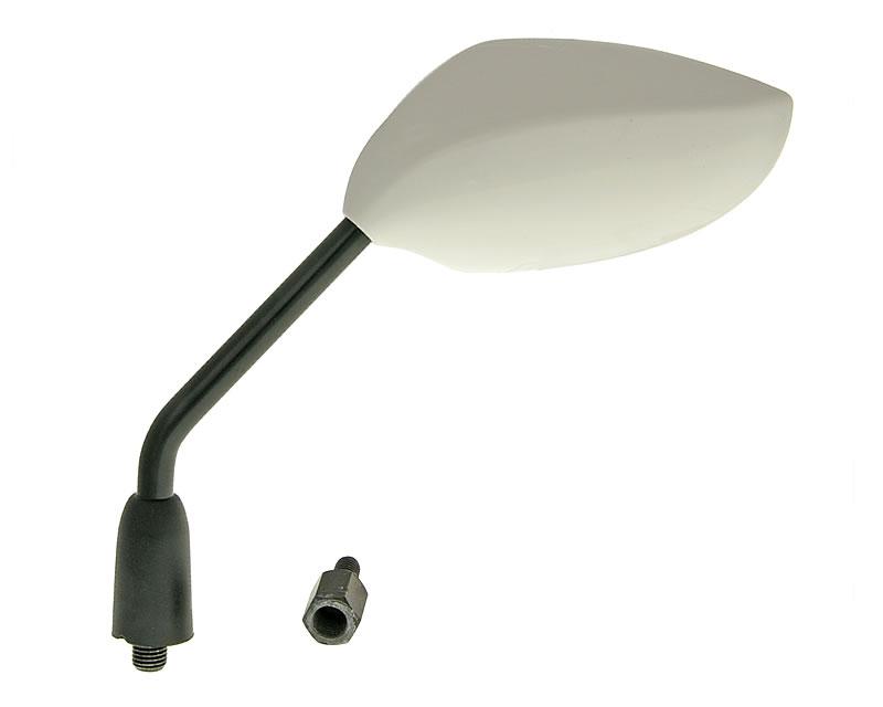 veidrodis Sport kairysis M8 / M10 sriegis (adapteris) ovalus baltas