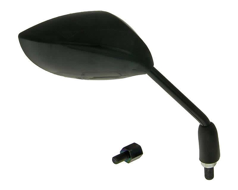 veidrodis Sport dešinysis, M8 / M10 kairysis / dešinysis sriegis (adapteriai), ovalus juodas - universalus