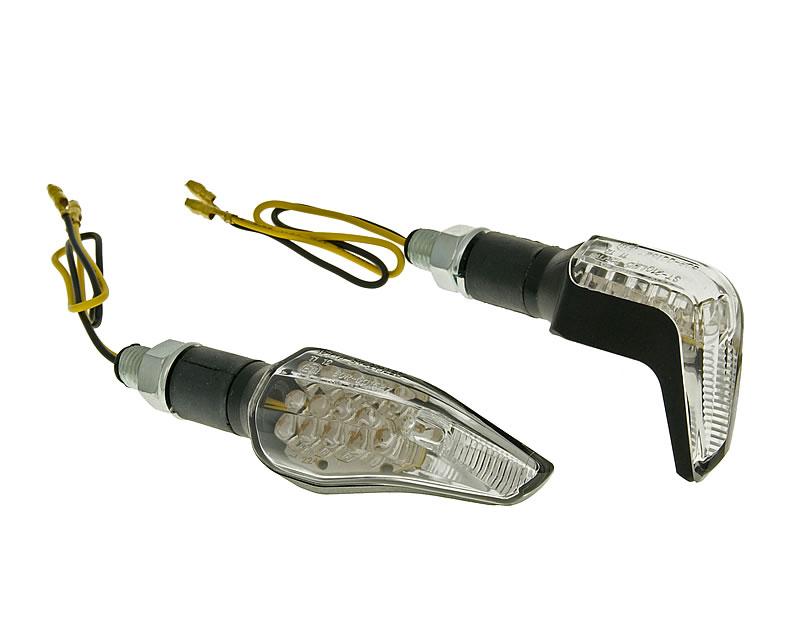 Posūkių komplektas M10 sriegis LED juodas Sidewinder skaidrus stiklas